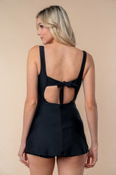 White Birch Sleeveless Tie Back Swim Dress - Full Size Performance Knit